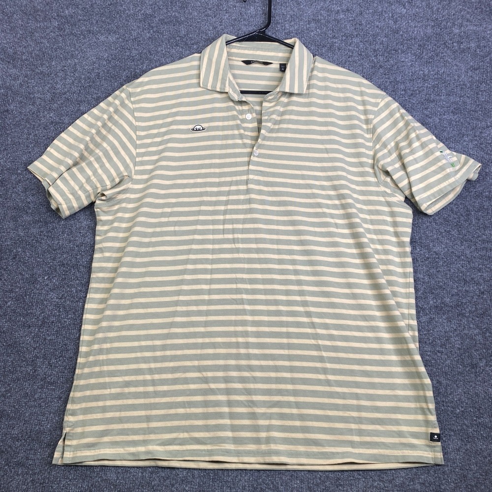 Radmor Golf Mens XL Pima Cotton Striped Polo Shirt Green Cream WA GOLF Logo
